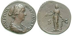Sestercio de Faustina II. SC - Diana. Roma FAUSTINA_II