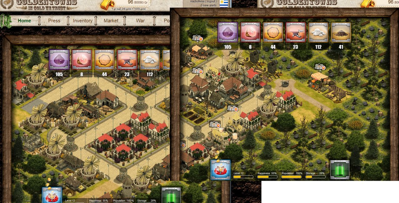 Goldentowns - Gana € juego de estrategia gratuito sin descarga Goldencity