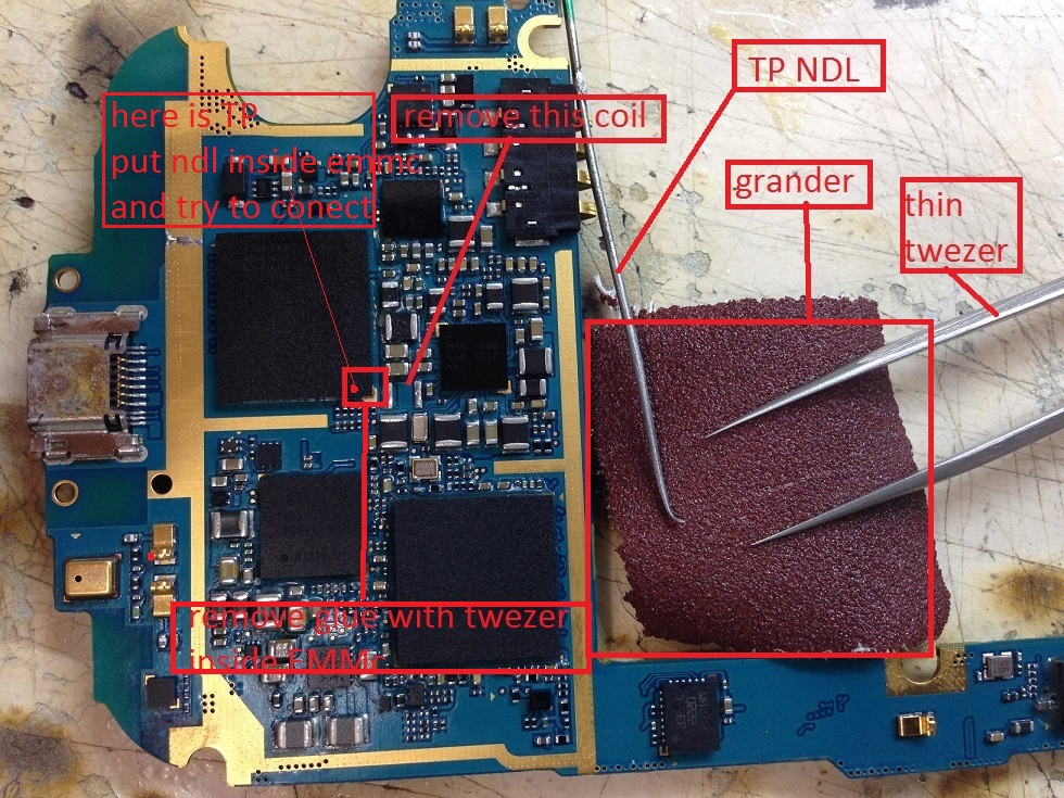 :توضيح:samsung i9300 emmc pinout with color code IMG_2240