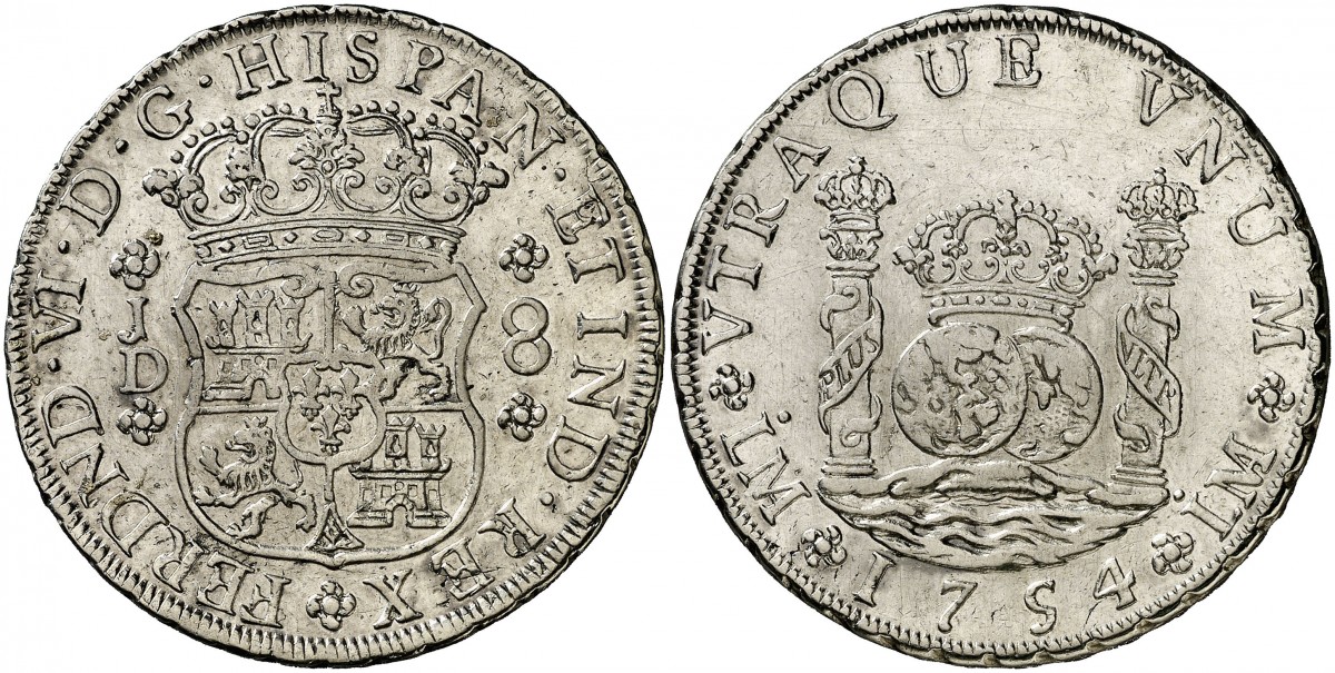 Reales de a 8 y del tipo columnario. Li_54_JD