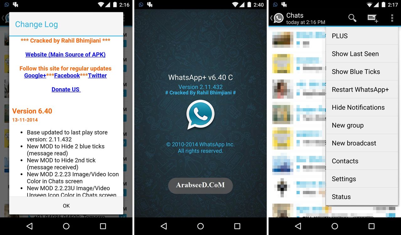 تحميل واتس اب للاندرويد مع خاصية اخفاء + النسخة العربى Whatsapp+ Plus 6.40 Fr_HNYb_A