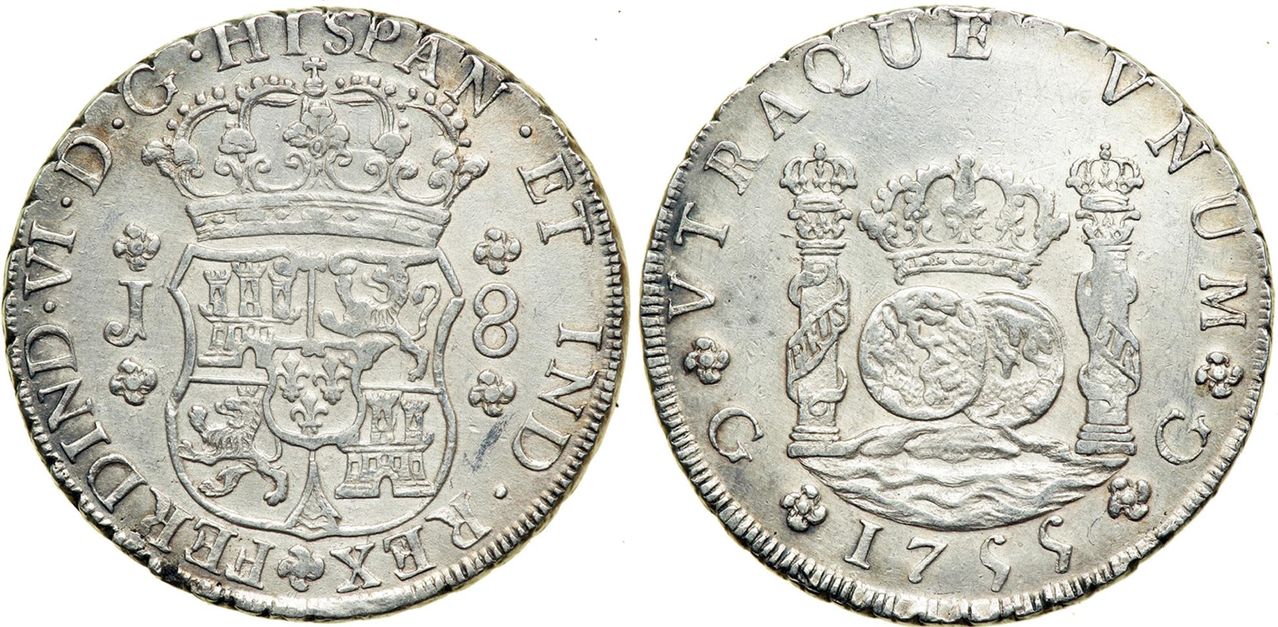 Reales de a 8 y del tipo columnario. Gu_55_J_grande