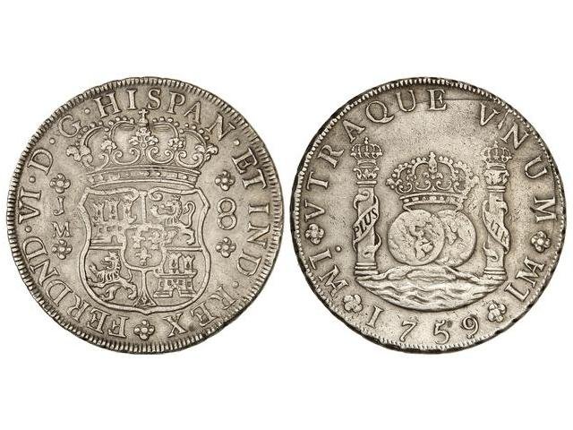 Reales de a 8 y del tipo columnario. Li_59_JM_puntito_una_L