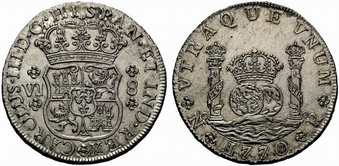 Reales de a 8 y del tipo columnario. Nr_70