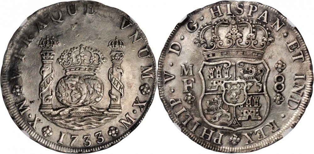 Reales de a 8 y del tipo columnario. Me_33x_MF