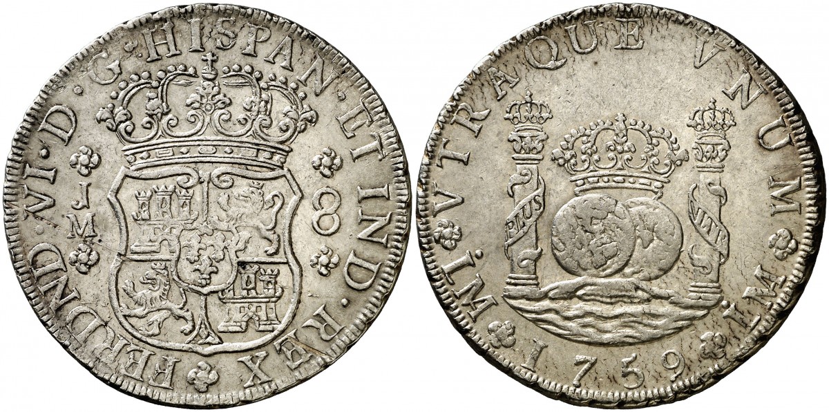 Reales de a 8 y del tipo columnario. Li_59_JM_puntito_dos_L