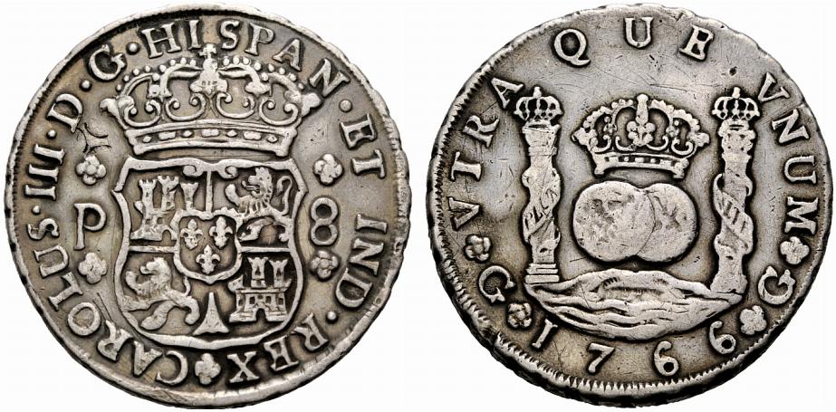 Reales de a 8 y del tipo columnario. Gu_66