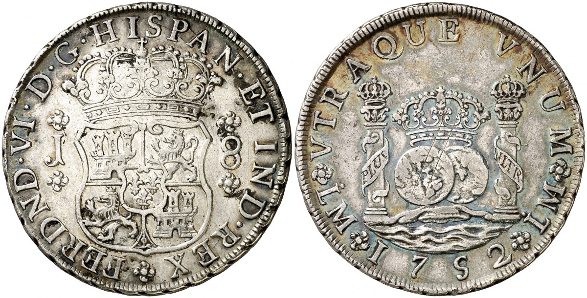 Reales de a 8 y del tipo columnario. Li_52_J