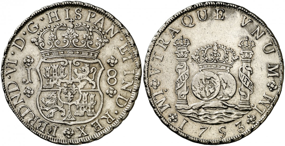 Reales de a 8 y del tipo columnario. Li_53_J