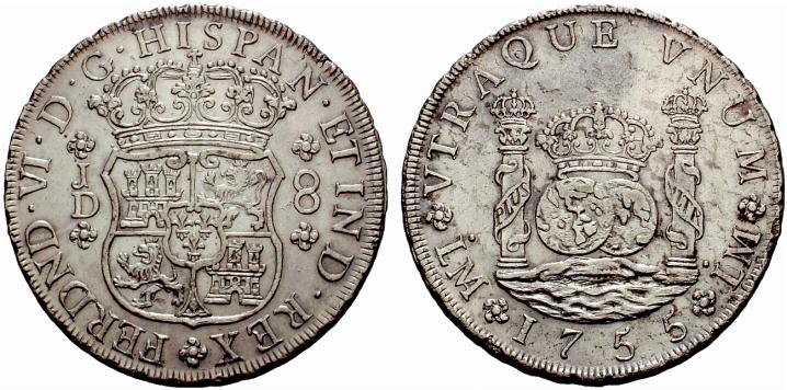 Reales de a 8 y del tipo columnario. Li_55_JD