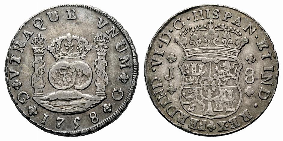 Reales de a 8 y del tipo columnario. Gu_58_vtraque_junto