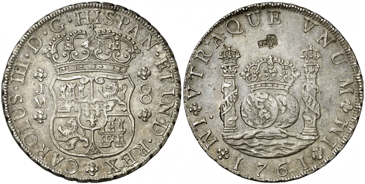 Reales de a 8 y del tipo columnario. Li_61_JM_un_punto_real