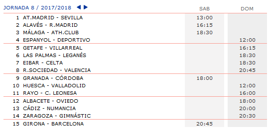 LA QUINIELA DE ZONAMALAGUISTA. J6ª (23-24 Septiembre) Q_HORARIOS