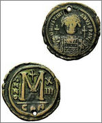 40 nummi de Justiniano 1. Constantinopla. Año 13 FOLLIS