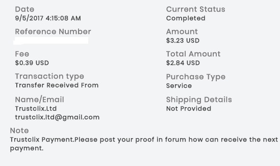 Trustclix - Payment proofs Trustclixpayment