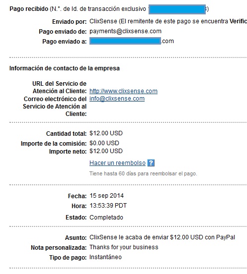 5° pago de Clixsense - $12.00 - Paypal Clixsense_p_5