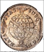 960 Reis 1814 B Brasil   /   acuñado sobre un Carolus de a 8  Image