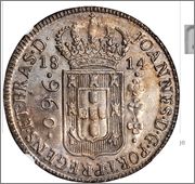 960 Reis 1814 B Brasil   /   acuñado sobre un Carolus de a 8  Image