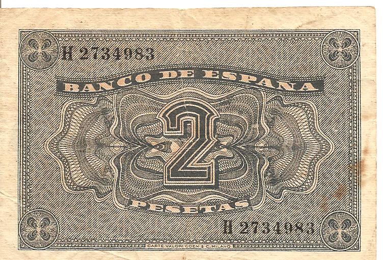 2 pesetas banco de España. Burgos año 1938 Image