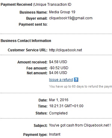 2º Pago de Cliquebook ( $4,58 ) Cliquebookpayment