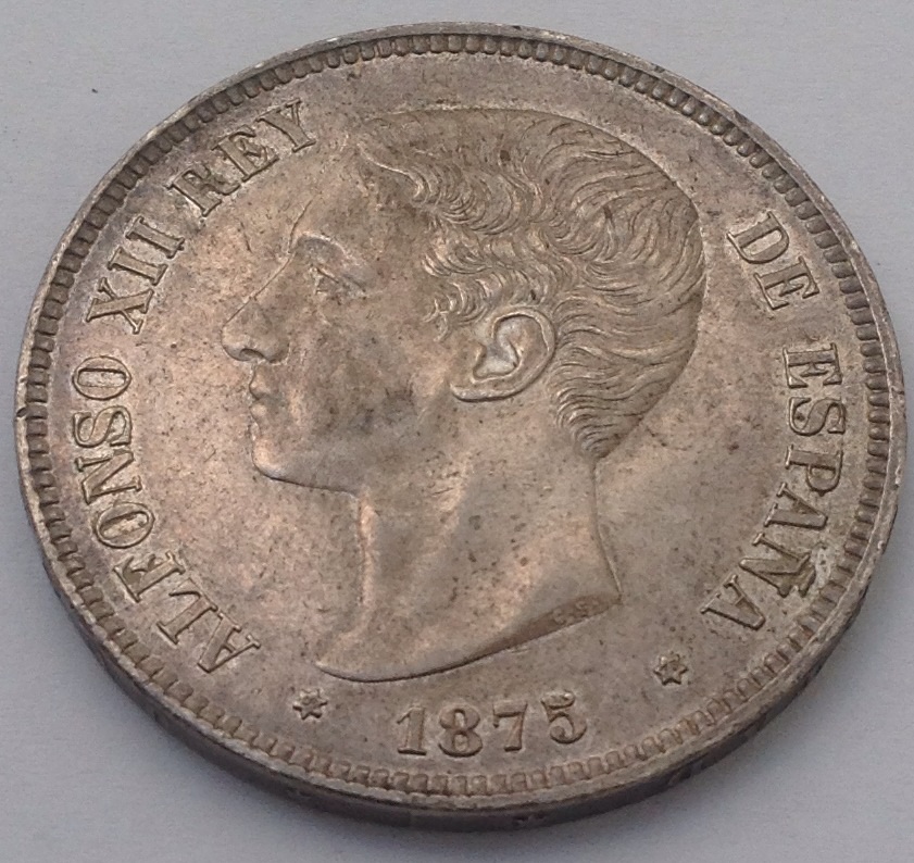 5 Pesetas 1875. Alfonso XII. Dedicada a Estrella76, Diafebus y anmem. Image