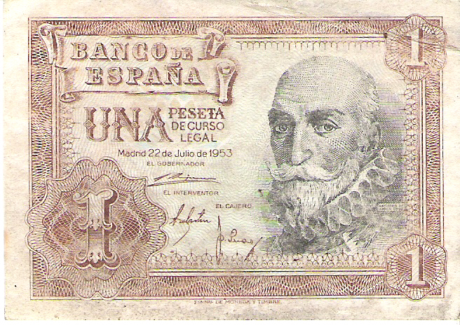 1 peseta del Marques de Santa Cruz año 1953 Image