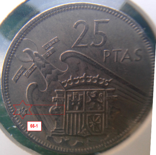 Geometría de las estrellas de las monedas de 25 pesetas 1957* 66_1_E