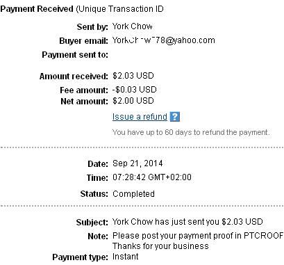 1º Pago de PtcRoof ( $2,03 ) Ptcroofpayment