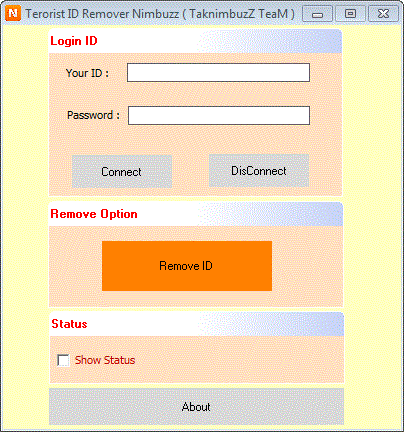 Terorist ID Remover in Nimbuzz Server Taknim_id_remover