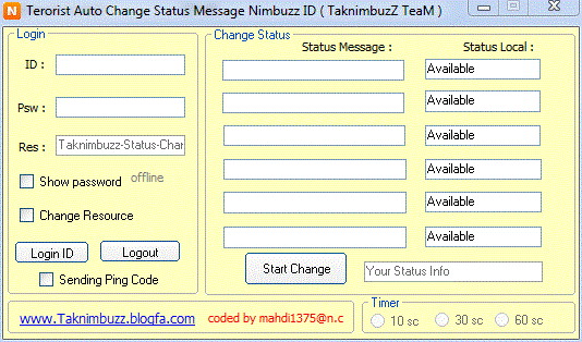 Terorist Auto Change Status Nimbuzz ID Auto_change_status