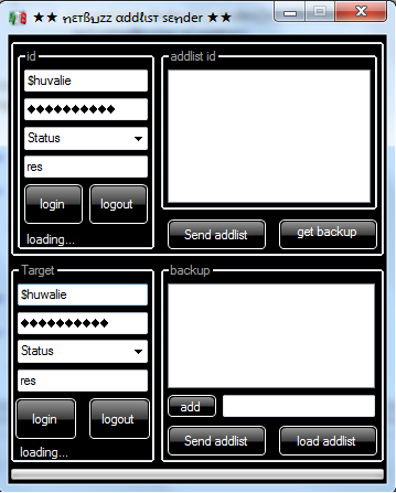 Netbuzz addlist sender and get backup coded by $huvalie@n.c Addse