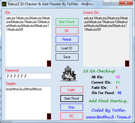 BabuzZ ID Checker & Add Flooder Multi Target By ToOfan Chk2