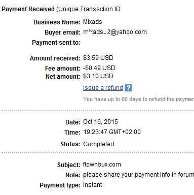 1º Pago de Flownbux ( $3,59 ) Flownbuxpayment