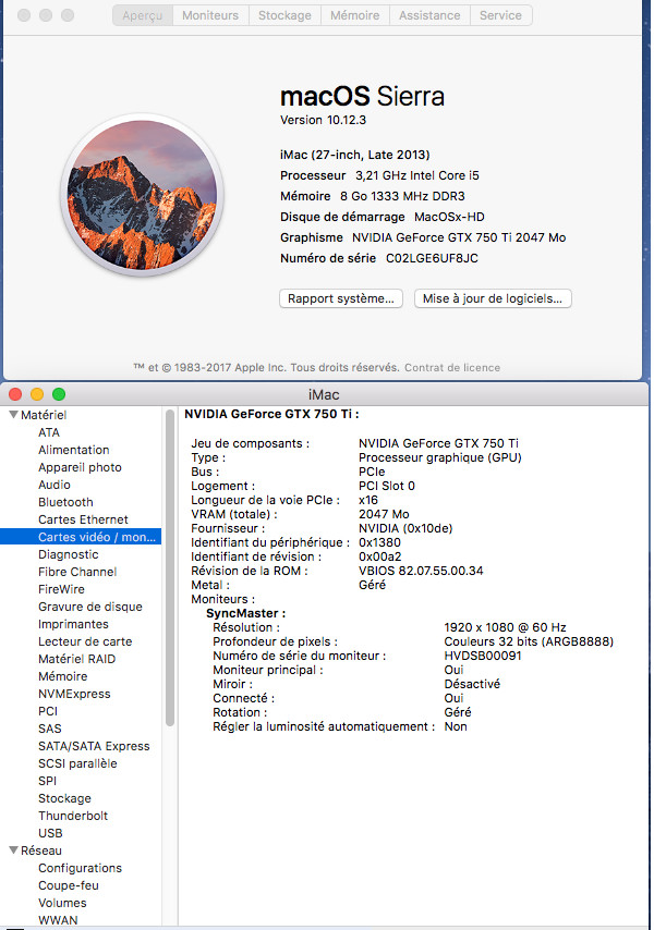 problème d'installation carte graphique NVIDIA GTX 750 Ti - asus- Mac_OS_sierra
