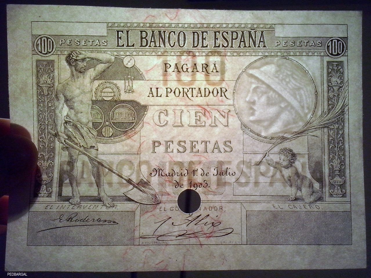 100 Pesetas de 1903 (El fogonero - Prueba de anverso). PRUEBA_DE_ANVERSO_FOGONERO_T