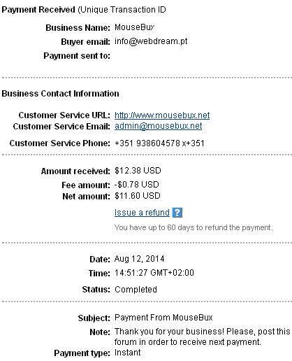 3º Pago de Mousebux ( $12,38 ) Mousebuxpayment