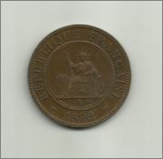 1 cent de Piastra de  Indochina francesa 1892 10_cent_indochina_1892_anv