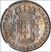 960 Reis 1814 B Brasil   /   acuñado sobre un Carolus de a 8  Image