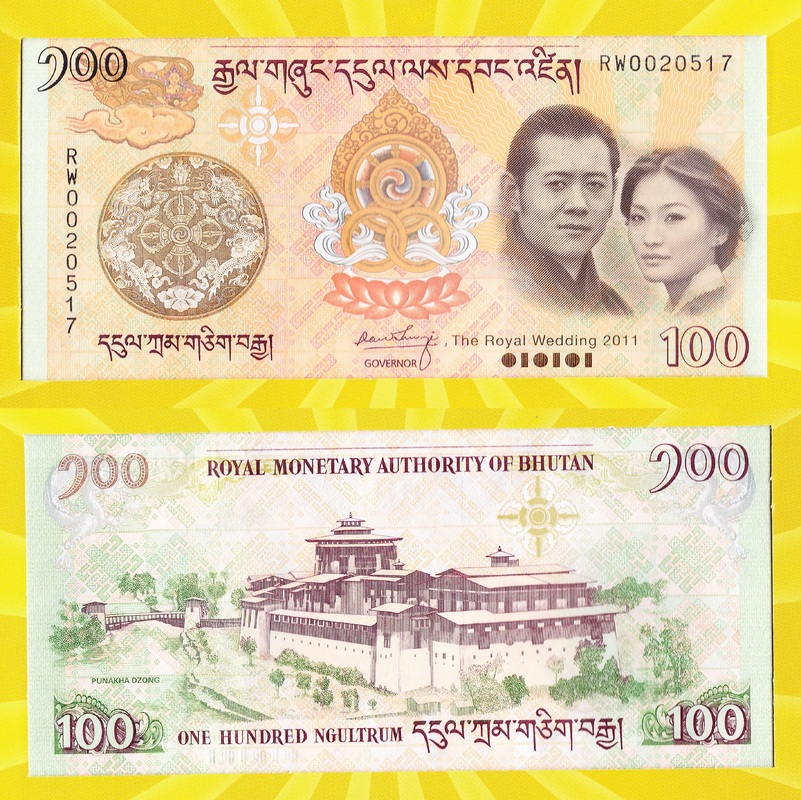 100 ngultrum. Bhután. 2011. Conmemorativo Boda Real Bhut_n