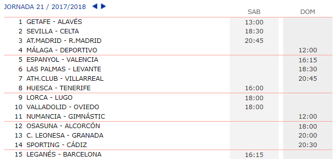 LA QUINIELA DE ZONAMALAGUISTA. J12ª (18-19 Noviembre) Q_HORARIOS