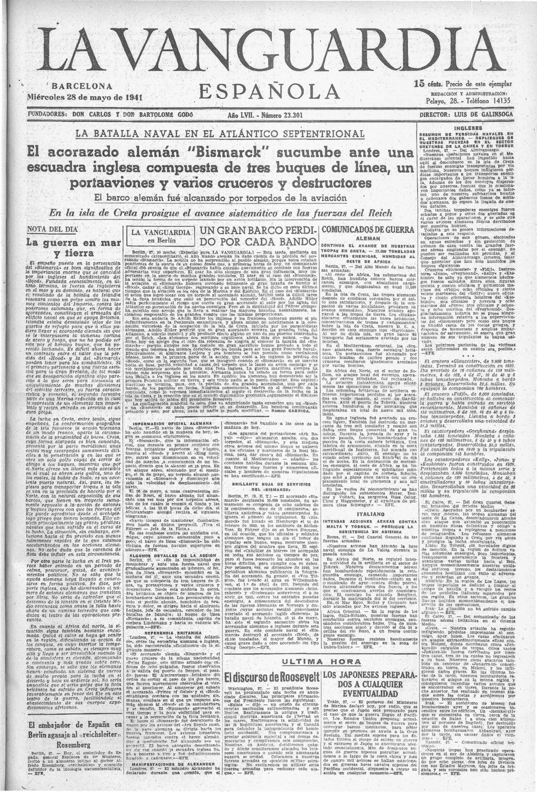 El día que España intentó rescatar al acorazado nazi «Bismarck» Noticias_BISMARCK_HUNDIDO_1941_Page_1