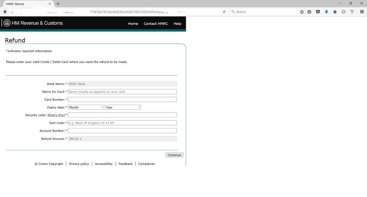  HMRC Tax Refund Scam Page 2016 - undetectable Refund