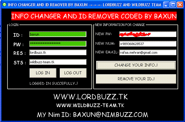 LORDBUZZ AND WILDBUZZ INFO CHANGER AND ID REMOVER CODED BY BAXUN Info_changer_and_id_remover_by_baxun