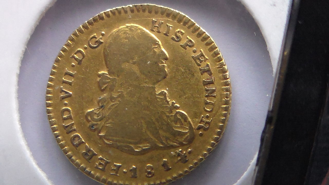 1 Escudo 1814 Fernando VII -Popayan- busto de Carlos IV -  SAM_0136