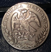 1895 - 8 reales de México 1895 AM  CIUDAD DE  MEXICO con resellos Image