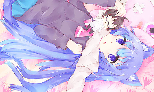 صـــور أنمي ثابتة ~ Acchi-kocchi-anime-bed-blue-cat-Favim.com-468017