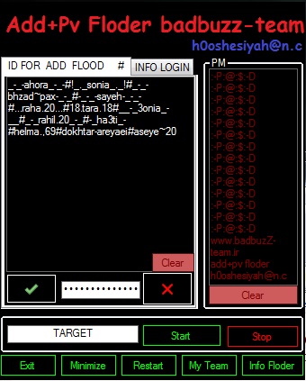 Badbuzz add+pv flooder by h0oshesiyah@n.c Add_pv