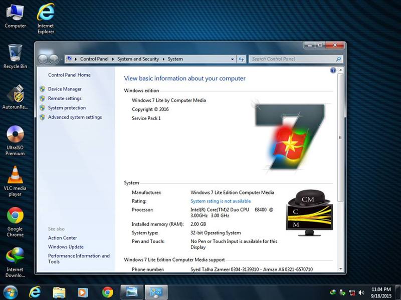 [Win] Ghost Windows 7 Sp1 Lite x86 2015 (Softwares+Drivers)By C.M Team 758MB Windows7_Lite_Ghost