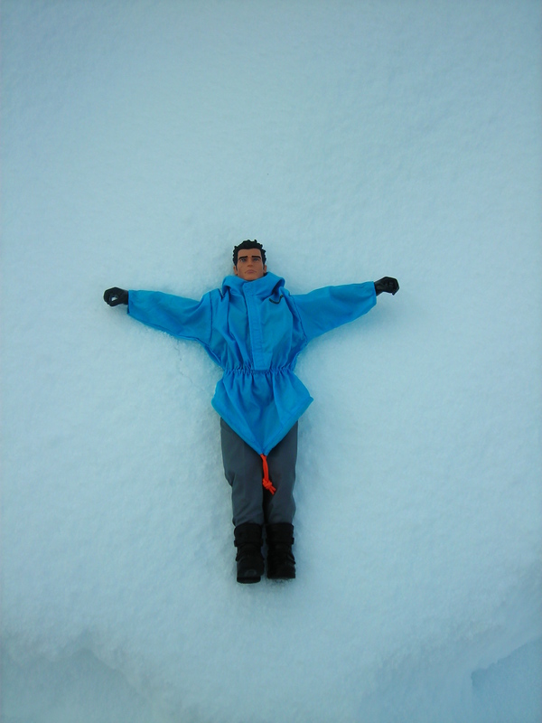 Action Man making a snow angel.  (Ackie88) DSCN1733