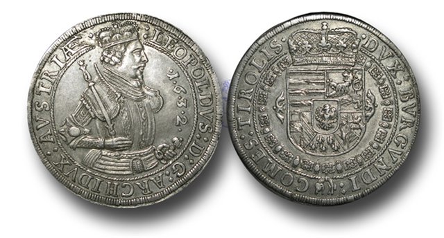 1 Thaler.  Archiduque Leopoldo de Austria. 1632 9459fb5c810d